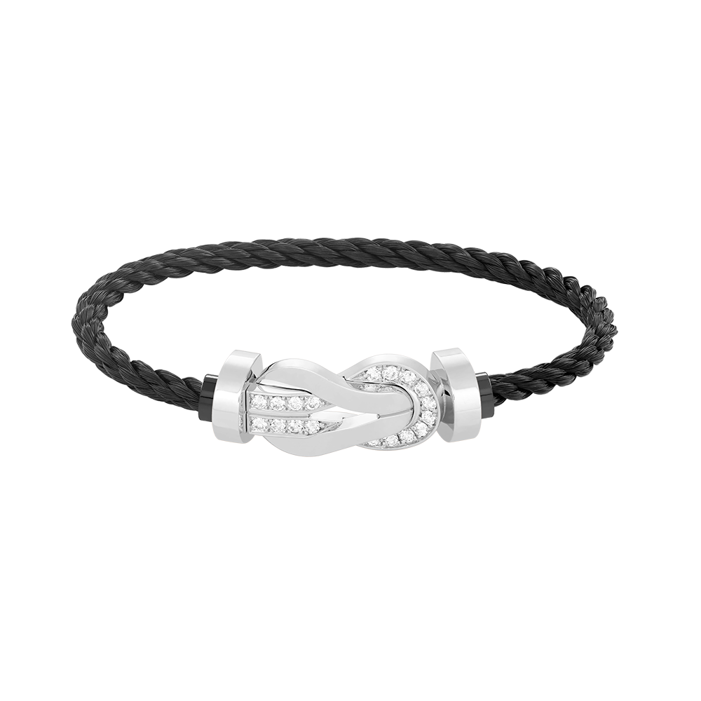 [Glimmer]CHANCE LARGE 8 FIGURE BUCKLE HALF DIAMOND BRACELET SILVER