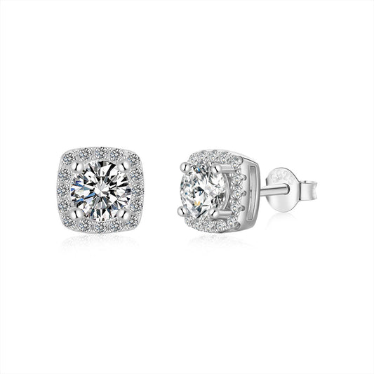 [Glimmer Jewelry]クラシックラウンドセンターストーンスタッドピアス
