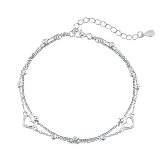 [Glimmer Jewelry]可憐なダブルレイヤーラブハートブレスレット