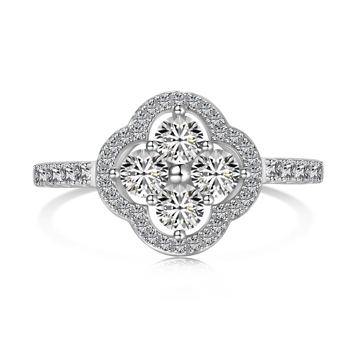 [Glimmer Jewelry]Four Leaf Clover Flower Design Ring