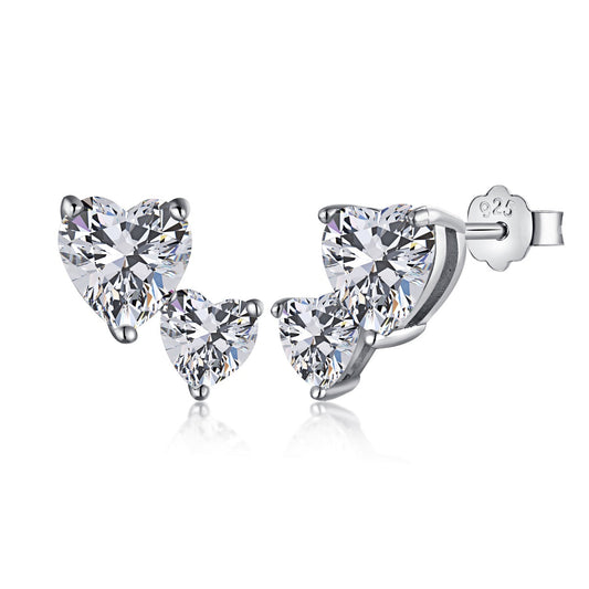 [Glimmer Jewelry]ダブルハート型クラシックプリンセススタイルイヤリング