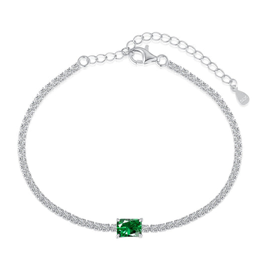 [Glimmer Jewelry]1.0カラット ユニークエメラルドカット バンケットブレスレット