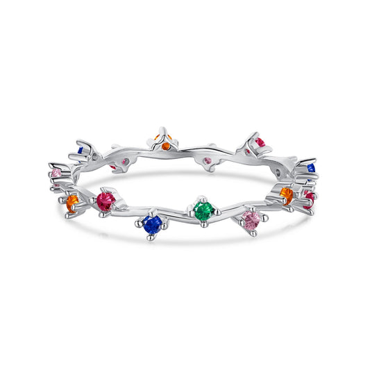 [Glimmer Jewelry]輝くカラフルなラウンドカットデイリーリング