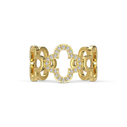 [Glimmer Jewelry]Hollow Design Four-Leaf Clover Flower Shape Ring