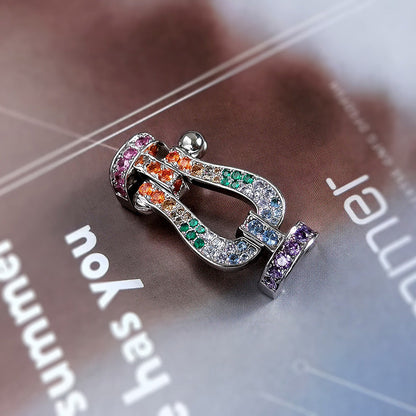 [Glimmer]FORC LARGE HORSESHOE  COLORED DIAMOND BRACELET SILVER