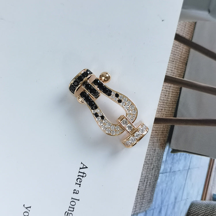 [Glimmer]FORCE LARGE HORSESHOE BLACK WHITE DIAMOND BRACELET Glimmer GOLD