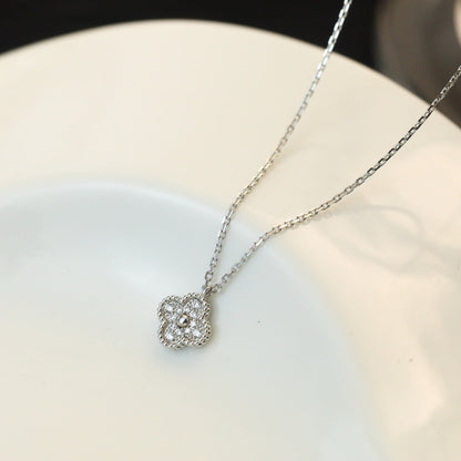 [グリマー]クローバー ミニ 9.5MM ペンダント ダイヤモンド ネックレス