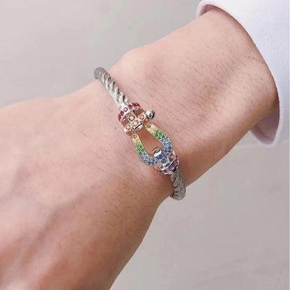 [Glimmer]FORCE LARGE HORSESHOE  COLORED DIAMOND BRACELET Glimmer GOLD