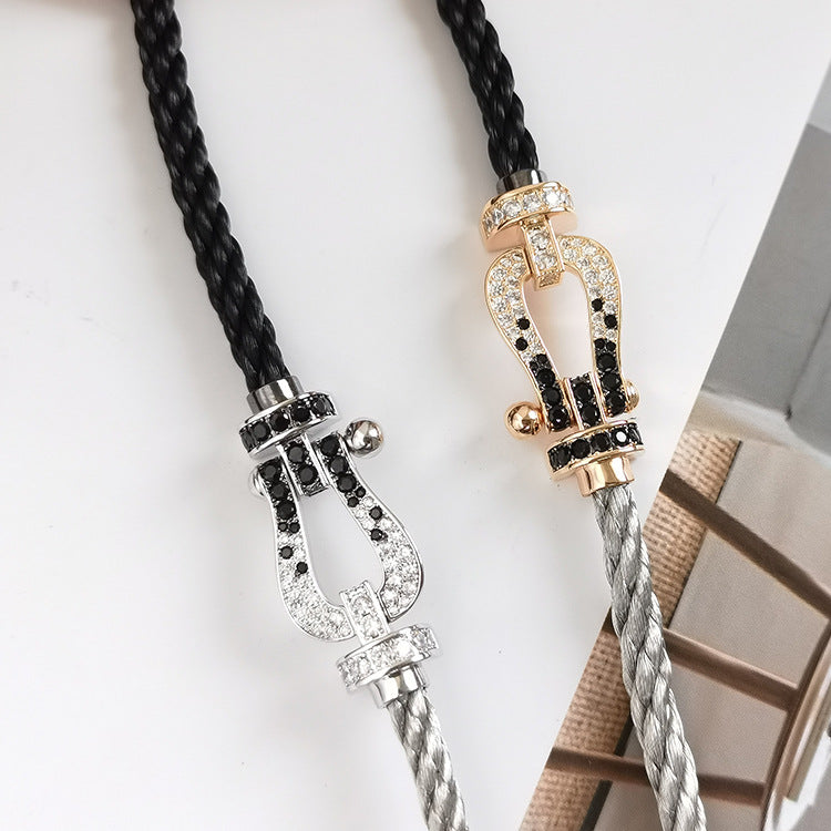 [Glimmer]FORCE LARGE HORSESHOE BLACK WHITE DIAMOND BRACELET Glimmer GOLD