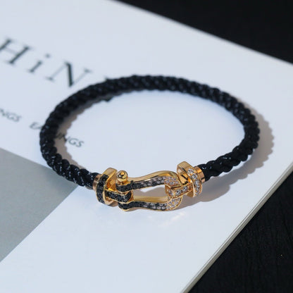 [Glimmer]FORCE LARGE HORSESHOE BLACK WHITE DIAMOND BRACELET Glimmer GOLD