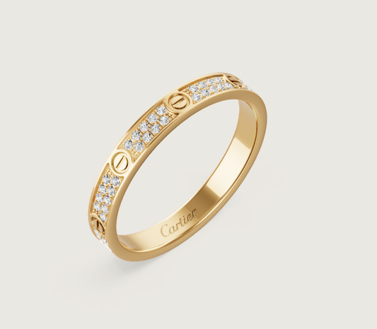 [Glimmer]LOVE RING 2.6mm-wide full-diamond ring Gold