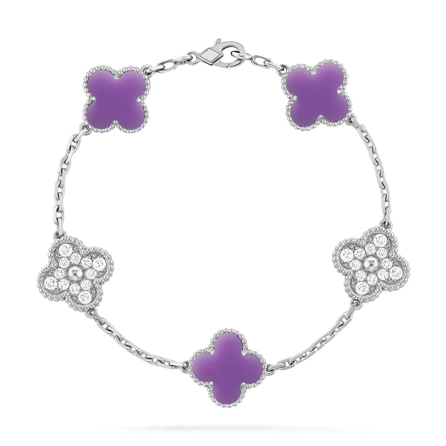 [Glimmer]クローバー5モチーフ ライトパープル ブレスレット コレクション