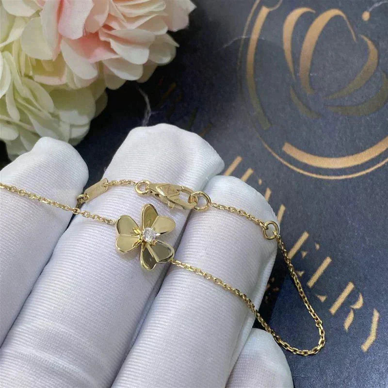 [Glimmer]FRIVOLE GOLD FLOWER PINK MALACHITE BRACELET