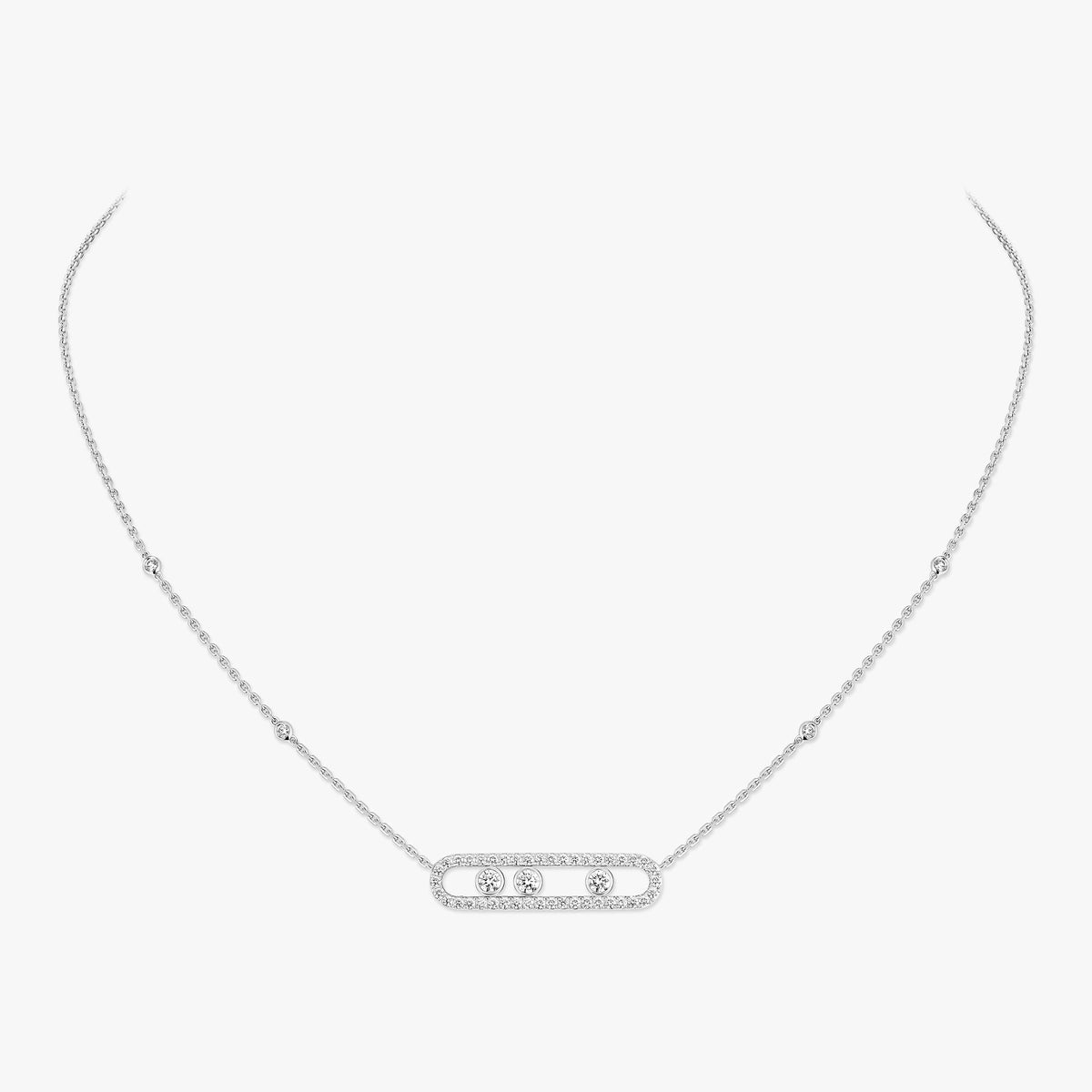 [Glimmer] Move Pave_ Rose Gold Diamond Necklace