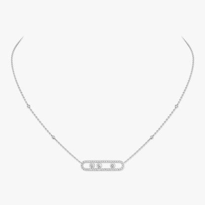 [Glimmer] Move Pave_ Rose Gold Diamond Necklace