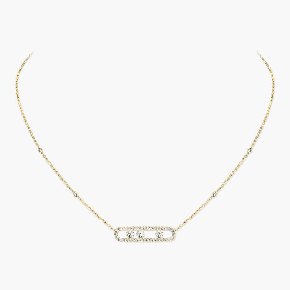 [Glimmer] Move Pave_ Rose Gold Diamond Necklace
