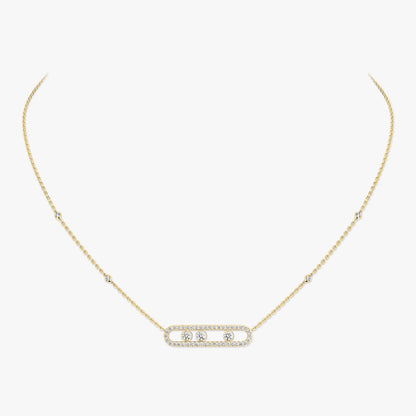 [Glimmer] Move Pave_ Rose Gold Diamond Necklace