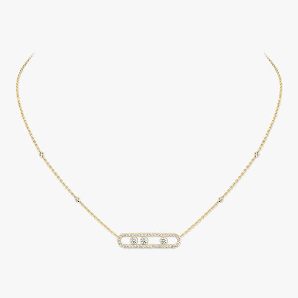 [Glimmer] Move Pave_ Rose Gold Diamond Necklace